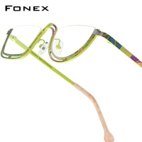 FONEX Pure Titanium Glasses Frame Women Round Eyeglasses 85898