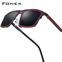 FONEX Titanium Women Square Polarized Sunglasses 85925T