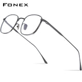 FONEX Pure Titanium Glasses Frame Men Square Eyeglasses DAILY