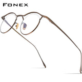 FONEX Titanium Glasses Frame Men Semi Rimless Round Eyeglasses MF-001