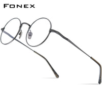 FONEX Pure Titanium Glasses Frame Men Round Eyeglasses N-045