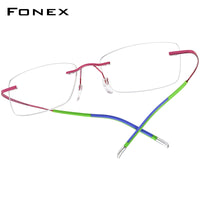 FONEX Titanium Glasses Frame Men Rimless Eyeglasses 85899