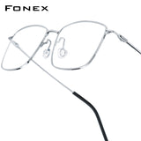 FONEX Titanium Glasses Frame Men Square Screwless Eyeglasses 85913