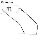 FONEX B Titanium Glasses Frame Men Brand Rimless Eyeglasses F85870