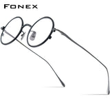 FONEX Titanium Glasses Frame Men Round Eyeglasses PHI