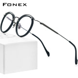 FONEX Acetate Titanium Glasses Frame Men Round Eyeglasses BYY0036