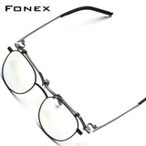 FONEX Titanium Glasses Frame Men Round Eyeglasses 400T