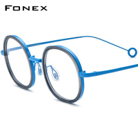 FONEX Acetate Titanium Glasses Frame Men Square Eyeglasses B-08P