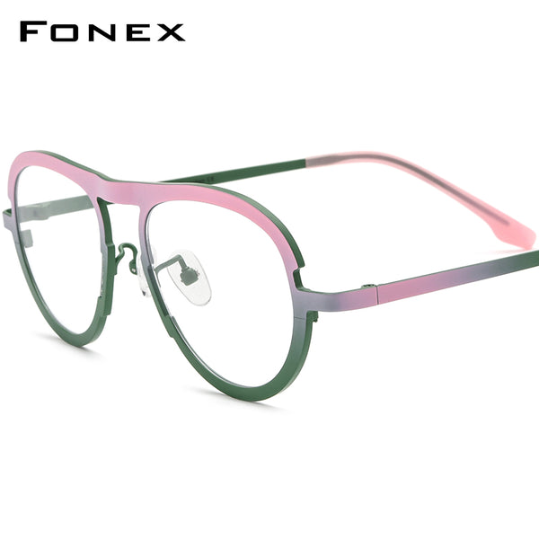 FONEX Pure Titanium Glasses Frame Men Pilot Eyeglasses F85800