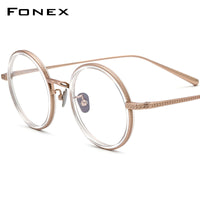 FONEX Acetate Titanium Glasses Frame Men Round Eyeglasses N-026R
