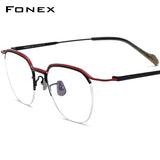 FONEX Titanium Glasses Frame Men Semi Rimless Eyeglasses F90036