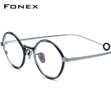 FONEX Pure Titanium Glasses Frame Men Polygon Eyeglasses PETAL