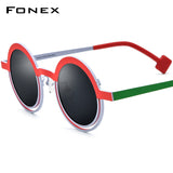 FONEX Titanium  Women Round Polarized Sunglasses F85822T