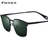 FONEX Titanium Polarized Sunglasses Men Square F85856T