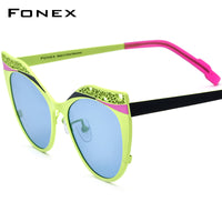 FONEX Pure Titanium Polarized Sunglasses Women Cat Eye F85825T