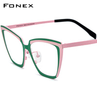 FONEX Pure Titanium Glasses Frame Women Cat Eye Eyeglasses F85809