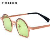 FONEX Titanium Men 3/4 Round Polarized Sunglasses F85840T