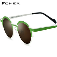 FONEX Titanium Men Round Polarized Sunglasses F85832T