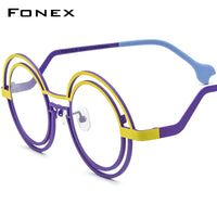 FONEX Pure Titanium Glasses Frame Women Round Eyeglasses F85823