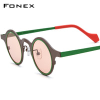 FONEX Titanium Men Round Polarized Sunglasses F85807T