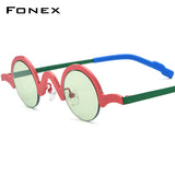 FONEX Titanium Round Semi Rimless Nylon Sunglasses F85810T