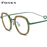FONEX Acetate Titanium Glasses Frame Men Square Eyeglasses B-07P