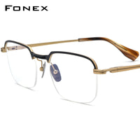FONEX Titanium Glasses Frame Men Semi Rimless Square Eyeglasse DTX-154