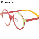 FONEX Pure Titanium Glasses Frame Women Round Eyeglasses F85808