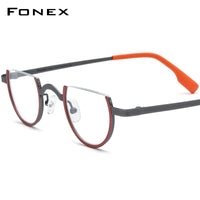 FONEX Pure Titanium Glasses Frame Women 3/4 Round Eyeglasses F85785