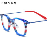 FONEX Acetate Titanium Glasses Frame Men Square Eyeglasses F85791