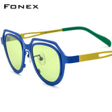 FONEX Pure Titanium Women Cat Eye Polarized Sunglasses F85813T