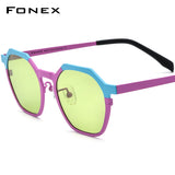 FONEX Pure Titanium Men Polygon Polarized Sunglasses F85814T