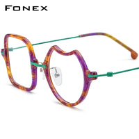 FONEX Acetate Titanium Glasses Frame Men Irregular Eyeglasses F85842