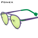 FONEX Pure Titanium Women Cat Eye Polarized Sunglasses F85841T