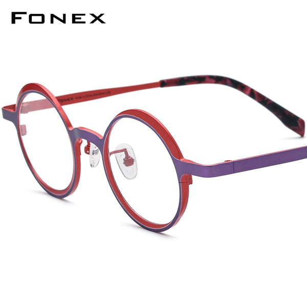 FONEX Pure Titanium Glasses Frame Women Round Eyeglasses F85774