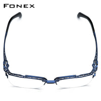 FONEX Titanium Glasses Frame Men Semi Rimless Square Eyeglasses F85770