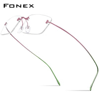 FONEX B Titanium Glasses Frame Men Brand Rimless Square Eyeglasses 85871