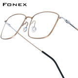 FONEX Titanium Glasses Frame Men Square Screwless Eyeglasses 85913