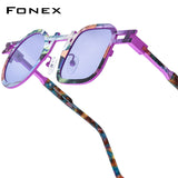 FONEX Titanium Women Square Round Polarized Sunglasses 85924T