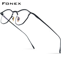 FONEX Titanium Glasses Frame Men Semi Rimless Polygon Eyeglasses MF-002