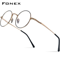 FONEX Pure Titanium Glasses Frame Men Round Eyeglasses N-045