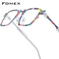 FONEX Pure Titanium Glasses Frame Men Square Eyeglasses 85910