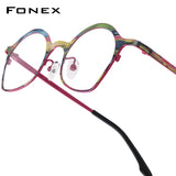 FONEX Pure Titanium Glasses Frame Women Cat Eye Eyeglasses 85937