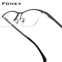 FONEX Pure Titanium Glasses Frame Men Semi-Rimless Eyeglasses 85912