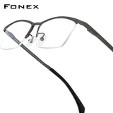 FONEX Pure Titanium Glasses Frame Men Semi-Rimless Eyeglasses 85912
