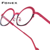FONEX Pure Titanium Glasses Frame Women Oval Eyeglasses 85926