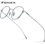 FONEX Pure Titanium Glasses Frame Men Square Eyeglasses Stitch