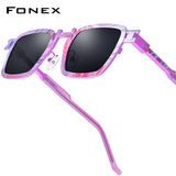 FONEX Titanium Men Square Polarized Sunglasses 85910T