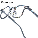 FONEX Titanium Glasses Frame Men Square Round Eyeglasses 85924