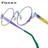 FONEX Pure Titanium Glasses Frame Women Round Eyeglasses 85935